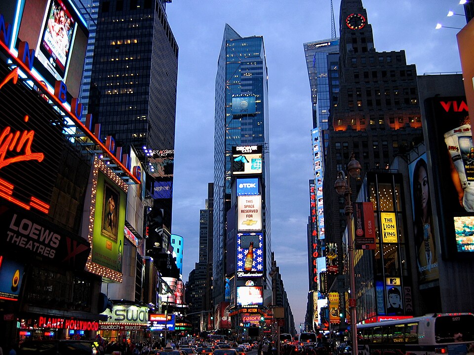 Times Square at dusk